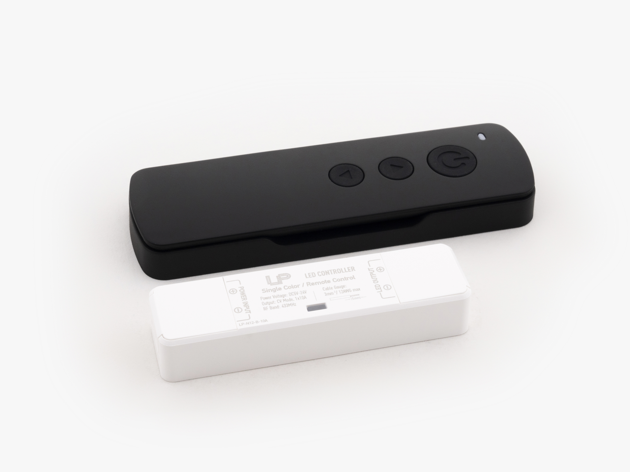 Монтаж: Диммер N12-B Nano 10A Black (Одноцветная лента)