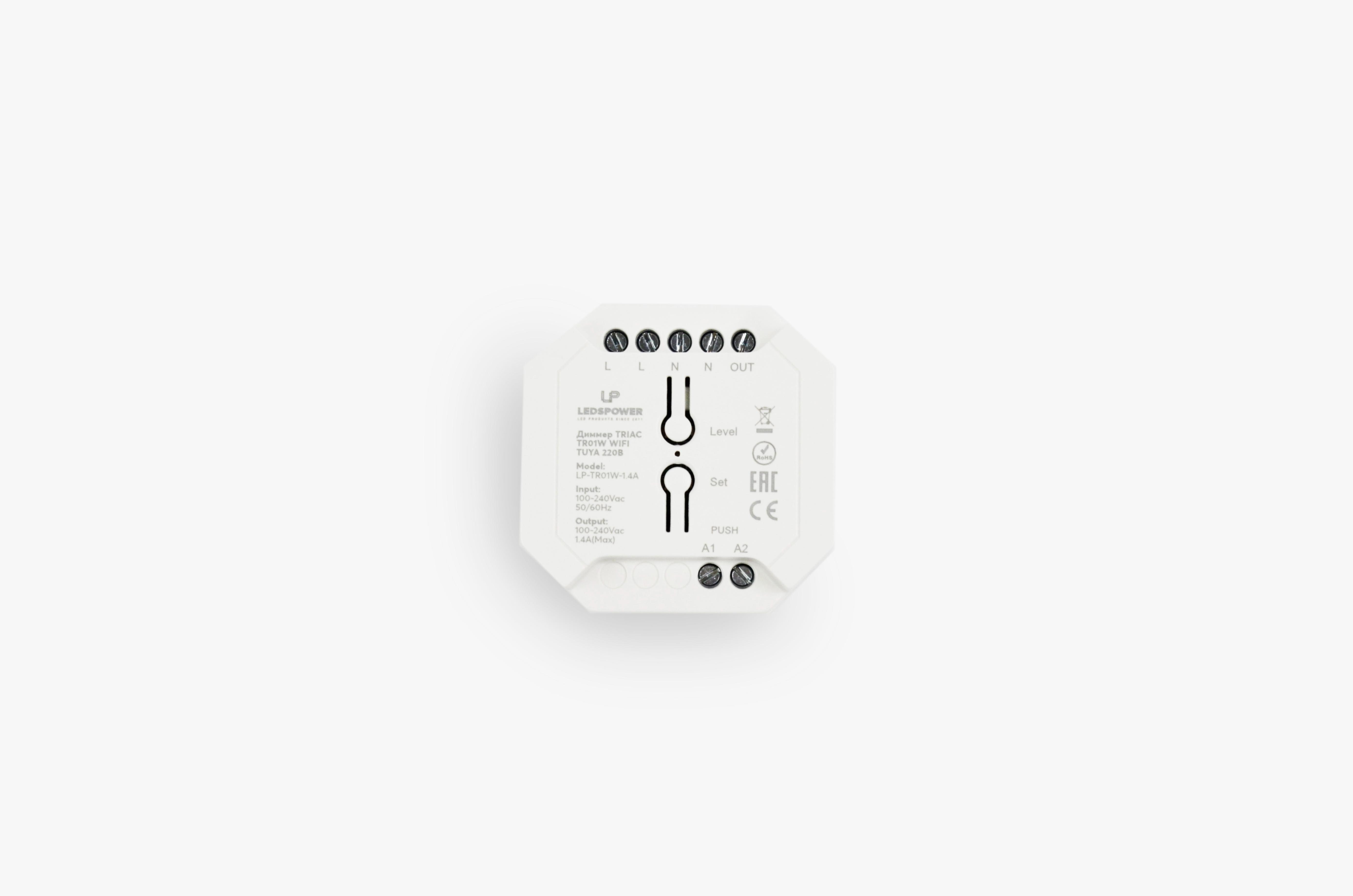 Монтаж: Диммер TRIAC TR01W WIFI TUYA 220В
