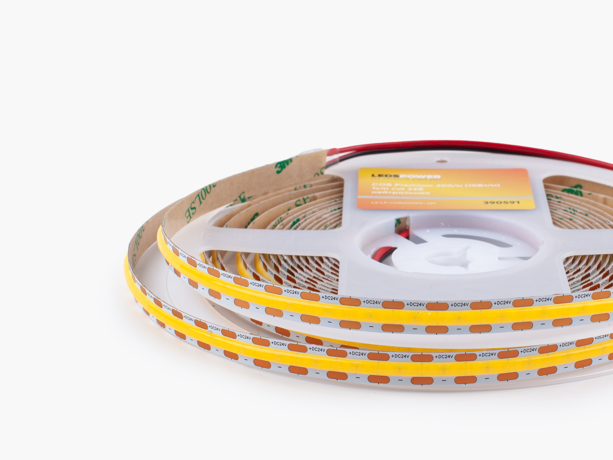 Монтаж: Светодиодная лента LEDS POWER COB Premium 400/м (10Вт/м) 1cm cut 24В нейтральная (Нейтральная)