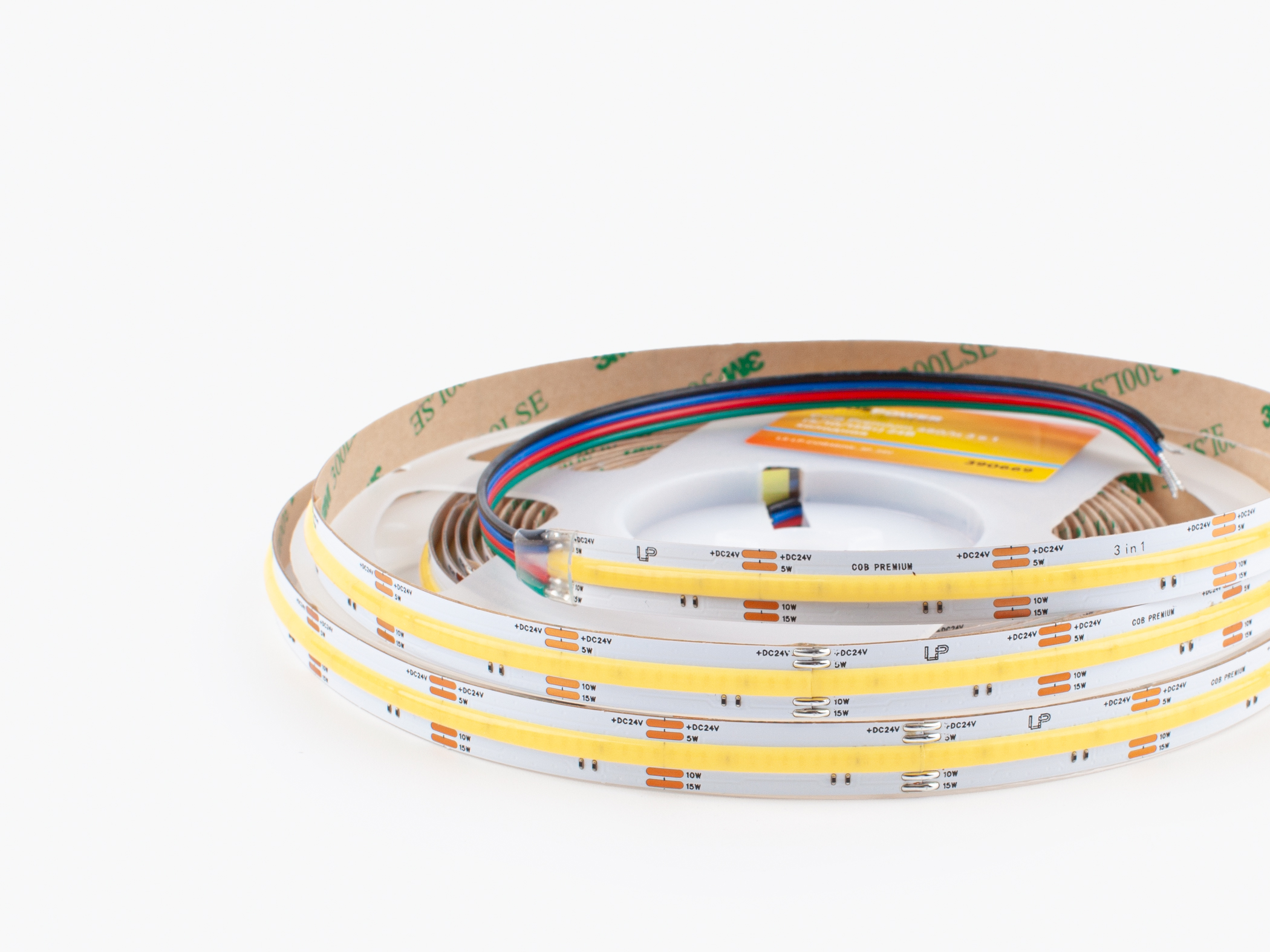 Монтаж: Светодиодная лента LEDS POWER COB Premium 480/м 3 в 1 (5/10/15Вт) 24В холодная (Холодная)