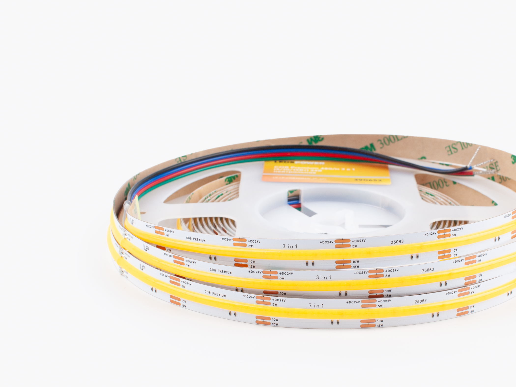 Монтаж: Светодиодная лента LEDS POWER COB Premium 480/м 3 в 1 (5/10/15Вт) 24В нейтральная (Нейтральная)