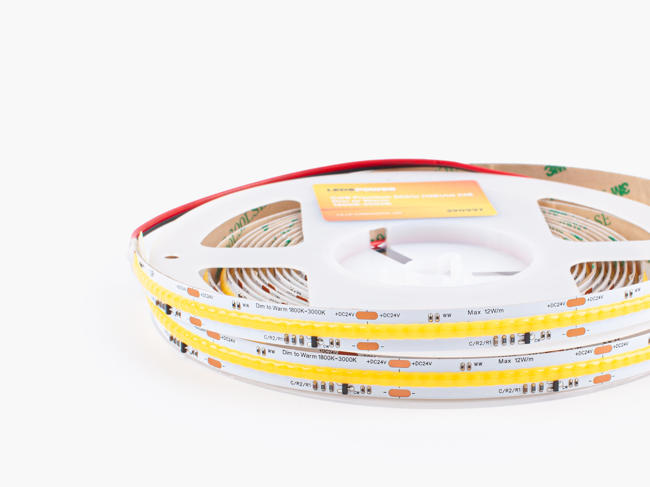 Монтаж: Светодиодная лента LEDS POWER COB Premium 560/м (12Вт/м) 24В Dim to Warm (1800K-3000K) (Теплая)