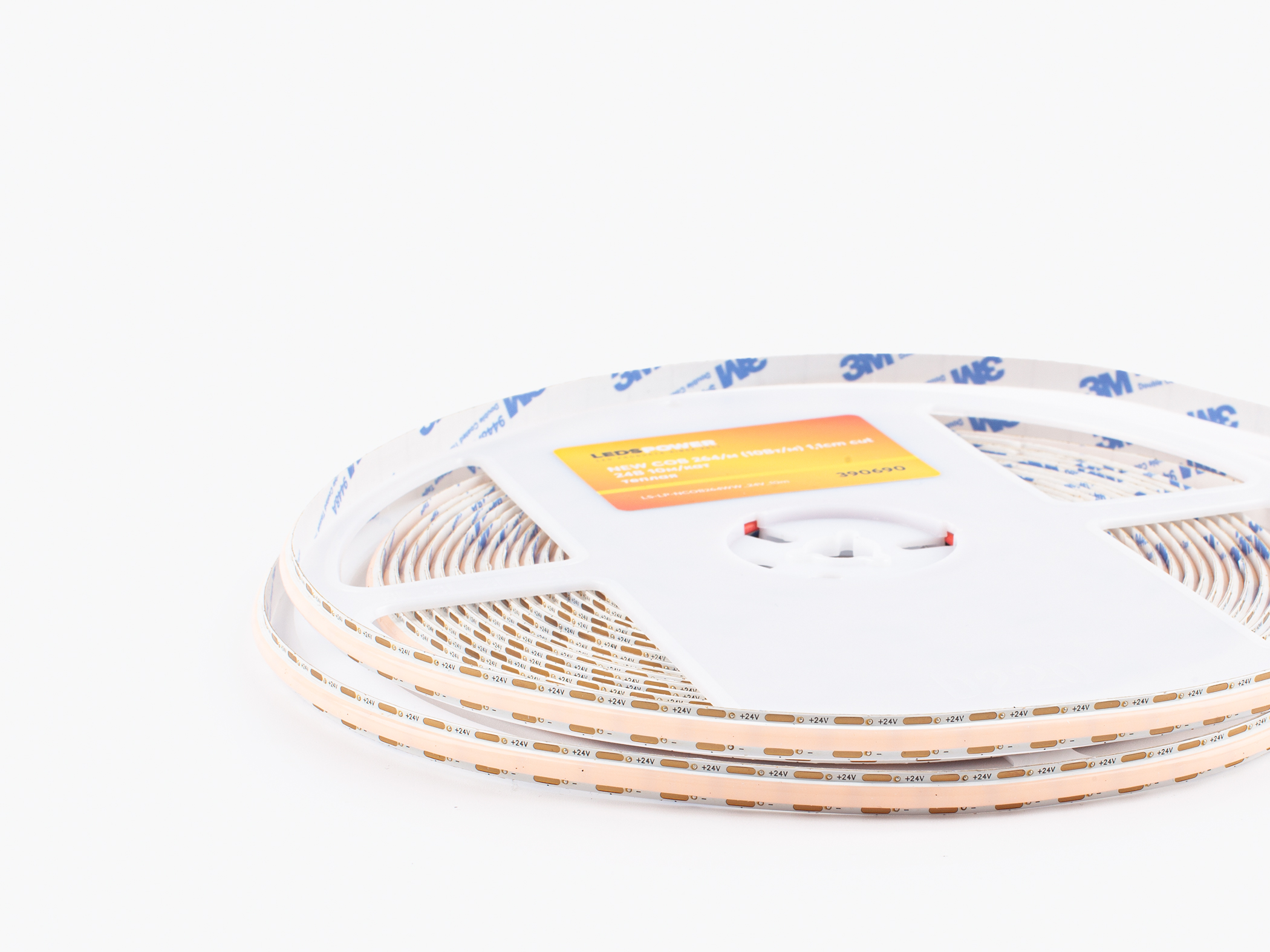 Монтаж: Светодиодная лента LEDS POWER NEW COB 264/м (10Вт/м) 1,1cm cut 24В теплая 10м/кат (Теплпая)